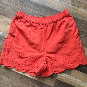 St. John's Bay Coral Eyelet Scallop Hem High Waist Shorts